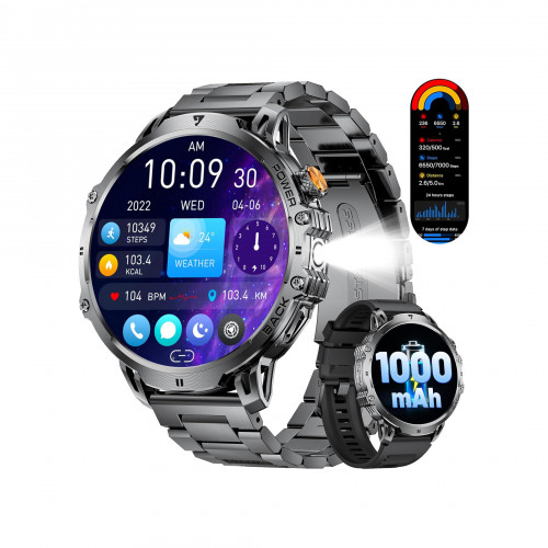 LIGE Military Smartwatch Men - 1000 mAh/1.85 Inch HD